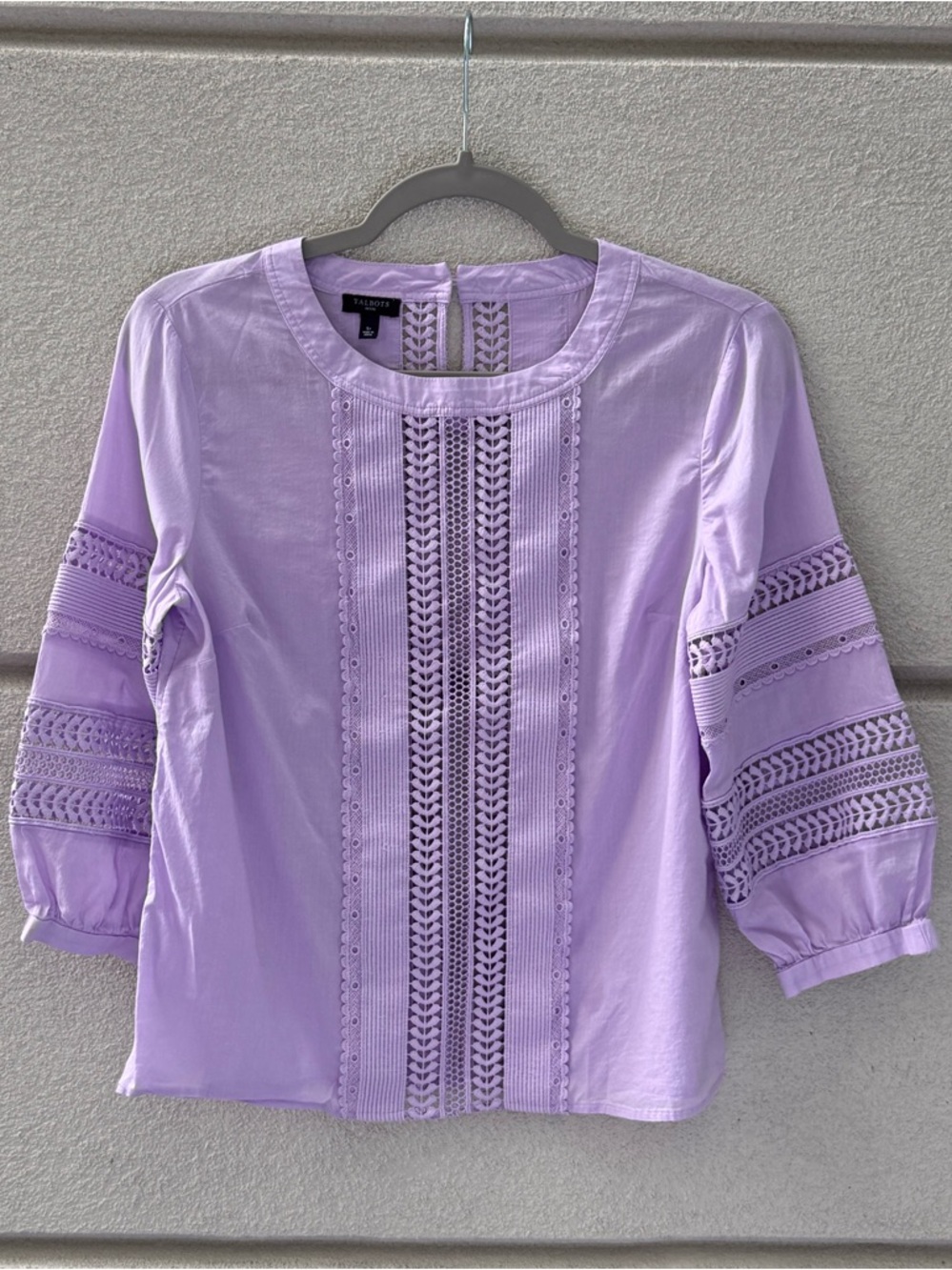 Talbots Lavender Eyelet-Trim Cotton Blouse